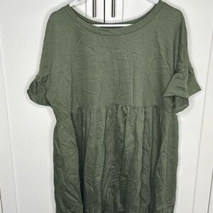 Elegant Olive Green Ruffle Sleeve Dress Jardines Domaine for Jillian Harris